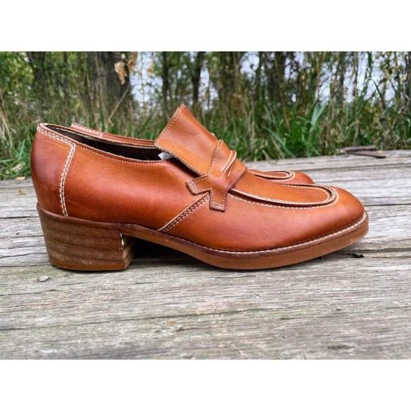 Vintage 1970s Mens Pedwin Leather Platform Stacked Heel Loafer Shoes 8.5D main image 9